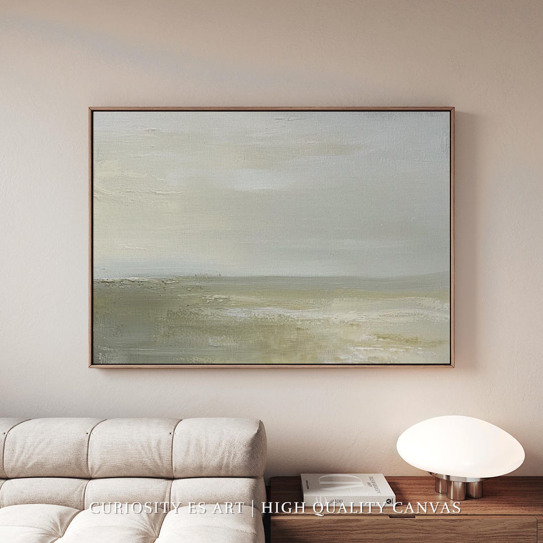 Neutral Abstract Landscape Canvas Art,beige & Sage Green Modern Wall ...