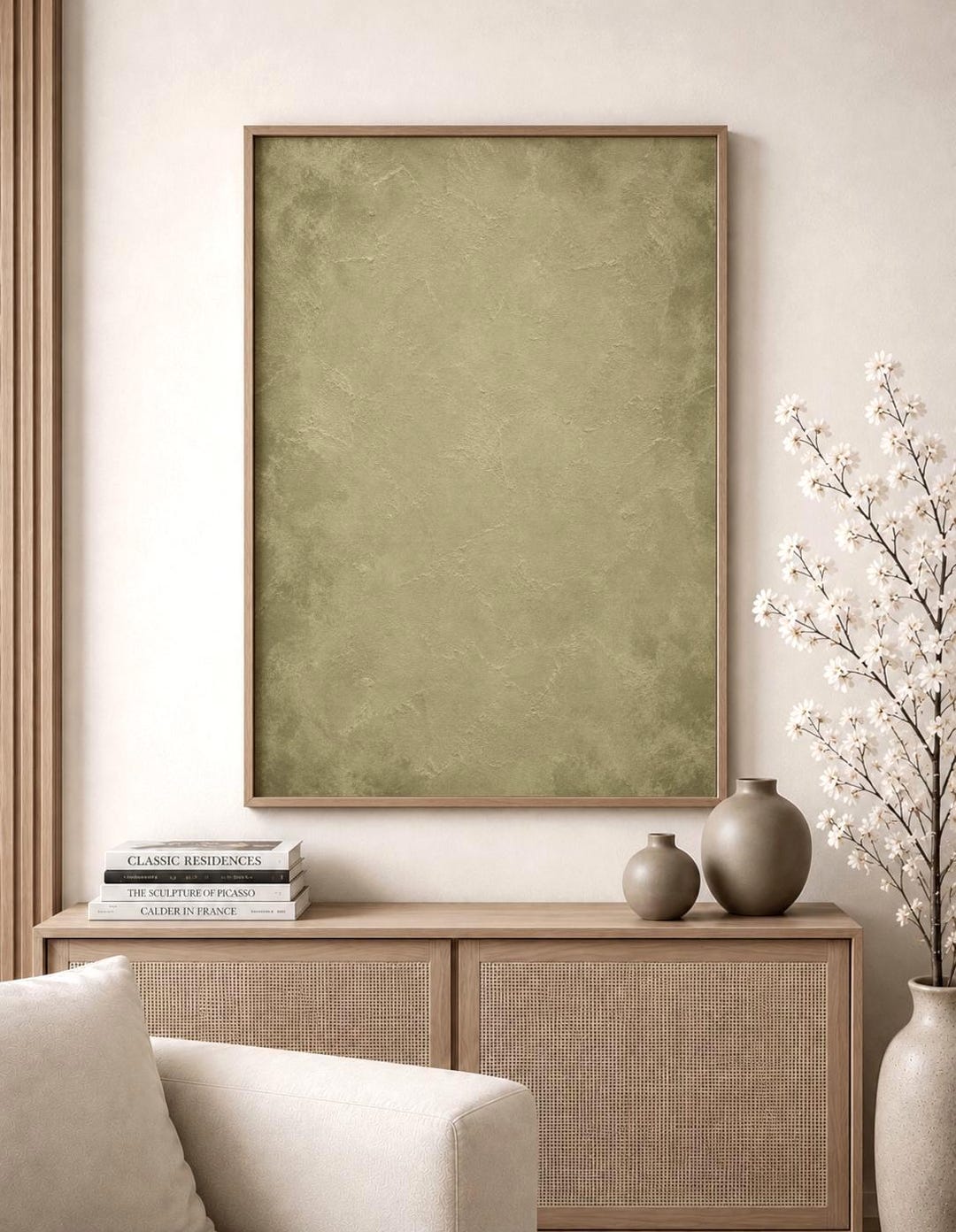 Sage Green Abstract Canvas Wall Art, Minimalist Gray & Green Wall Decor ...