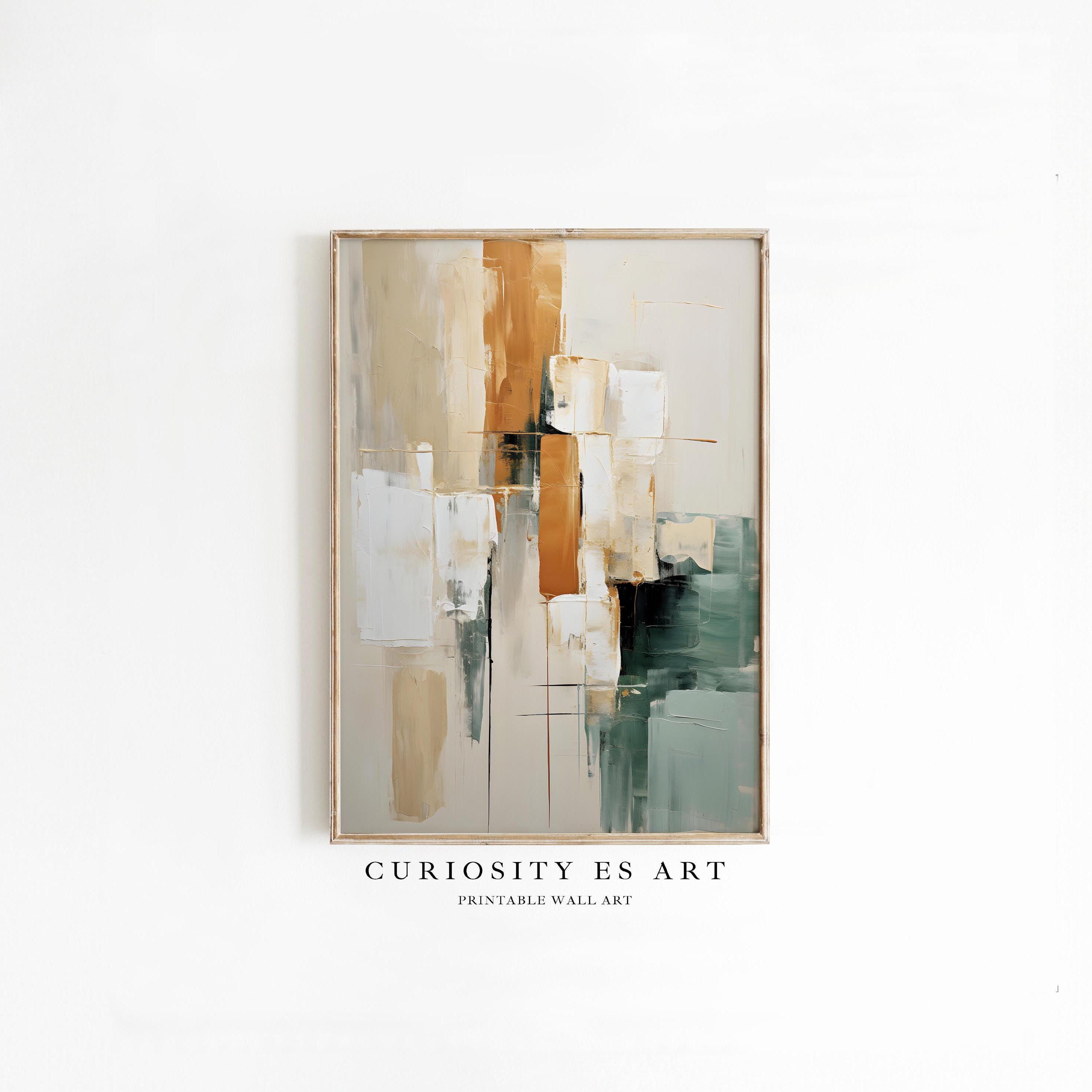 Abstrakte Minimalistische Wandkunst,Geometrische Moderne Wandkunst,Smaragdgrüne Erdtöne und Ocker Poster,Herunterladbarer Druck,Wohnzimmer Dekor,1-88