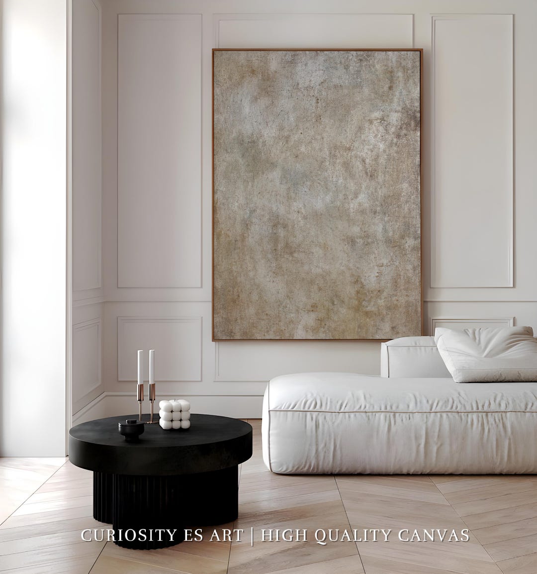 Soft Neutral Abstract Canvas Art, Minimalist Beige Textured Wall Art ...