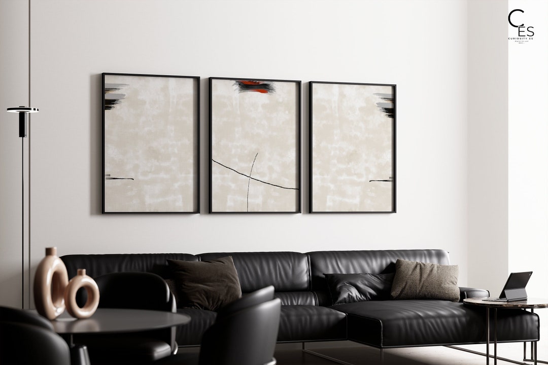 Wabi Sabi Printable Wall Art Set of 3,black Beige White, Abstract ...