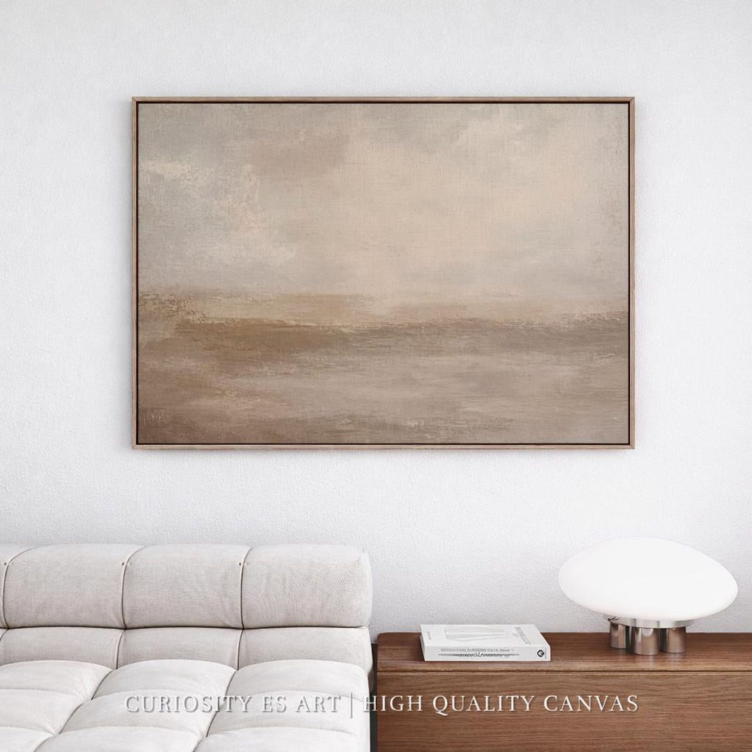 Neutral Abstract Landscape Canvas Wall Art,taupe Beige Minimalist ...