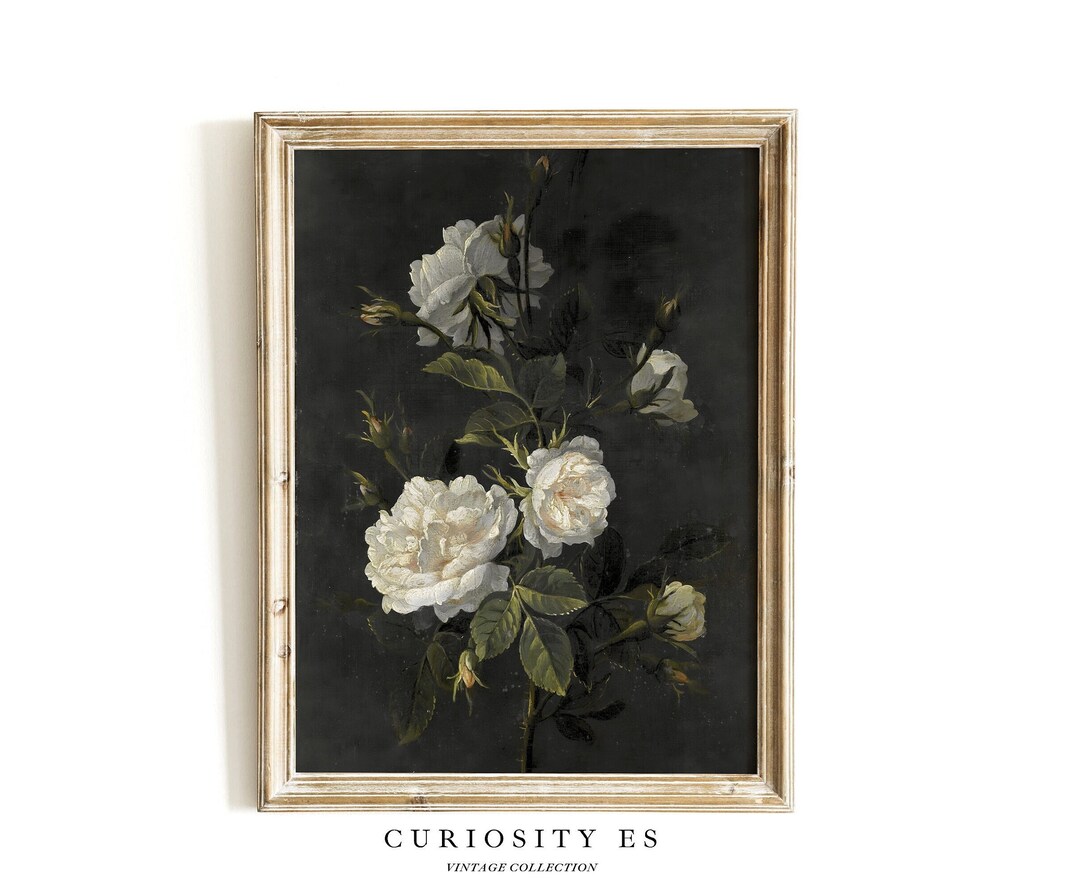Vintage Moody Botanical Print,dark Academia Still Life Wall Art,white ...
