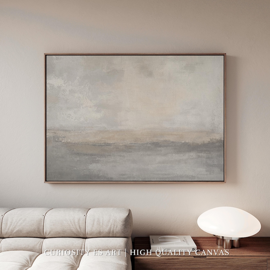 Large Neutral Abstract Landscape Canvas,neutral Coastal Wall Art ...