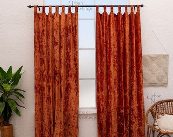 Terracotta Velvet Curtain Dining curtain Luxury living room curtains Bohemian curtains Custom Bed Room Curtains Single Window Panel