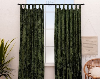 Olive Green Velvet Curtain Custom Single Window Panel Bed Room Curtains living room curtains Luxury Dining curtain boho curtains