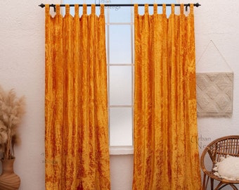 Gold Velvet Curtain Bohemian Window Curtain Living Room Room Divider Curtain Boho Bedroom Curtain Drape Curtain Luxury Velvet Curtain