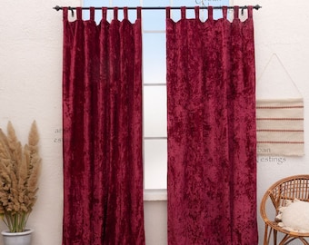 Maroon Velvet Curtain Bed Room Curtains hippie curtain Luxury Dining curtain living room curtains boho curtains Custom Window Panel