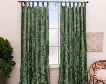 Sage Green Luxury Velvet Curtain Bohemian curtains Dining curtain living room curtains Custom Single Window Panel Bed Room Curtains