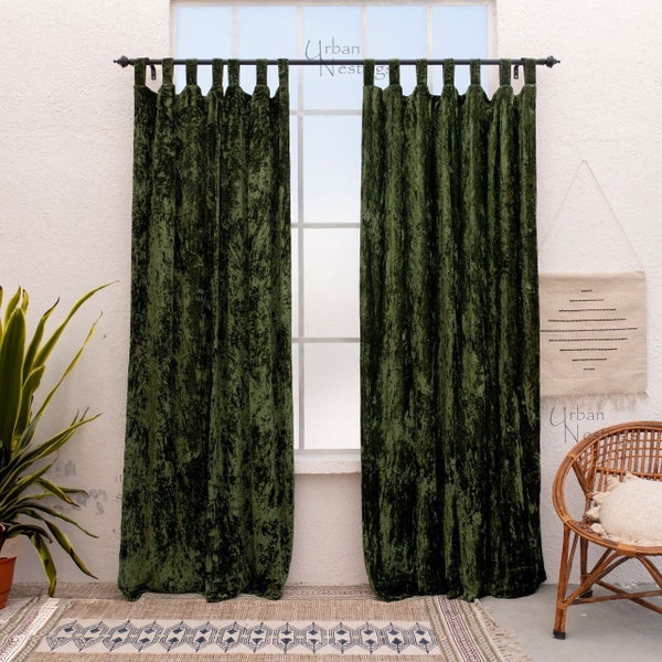 Olive Green Velvet Curtain Custom Single Window Panel Bed Room Curtains living room curtains Luxury Dining curtain boho curtains