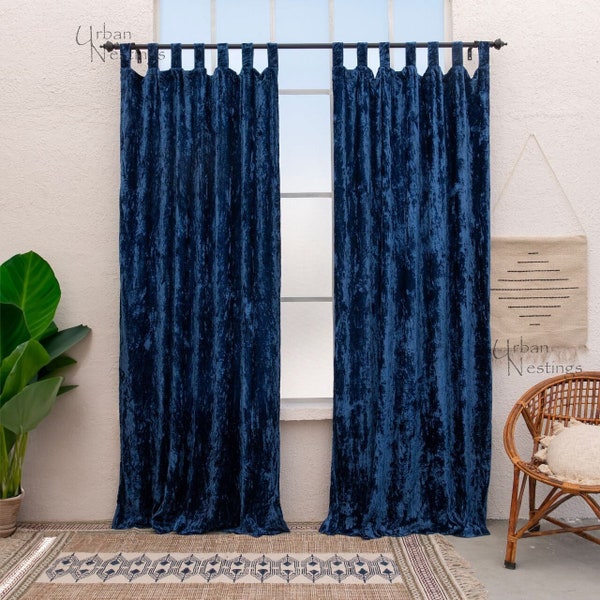 Rideau de velours bleu rideau de velours de luxe Boho rideau de fenêtre salon rideau séparateur de pièce rideau de haute qualité Extra Large