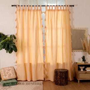 Beige Tasseled Boho Curtain, Cafe Curtains, Custom Window Decor Curtain, Boho Fringes Drapes, Accent for Living Room & Bed Room