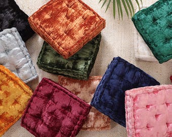 Velvet Floor Cushion throw pillow seat pad Window seat cushion chair cushion floor pillow floor pads sofa Cushion French Tufted cushion
