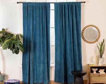 Luxurious Cotton Velvet Curtain, Elegant Window Treatment, Semi Blackout Curtains Cotton Living room Curtain, Home Decor - Single Panel Only