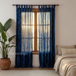 Blauer Samt Vorhang Luxus Samt Vorhang Boho Fenster Vorhang Wohnzimmer Vorhang Raumteiler Vorhang Hochwertige Qualität Extra Groß