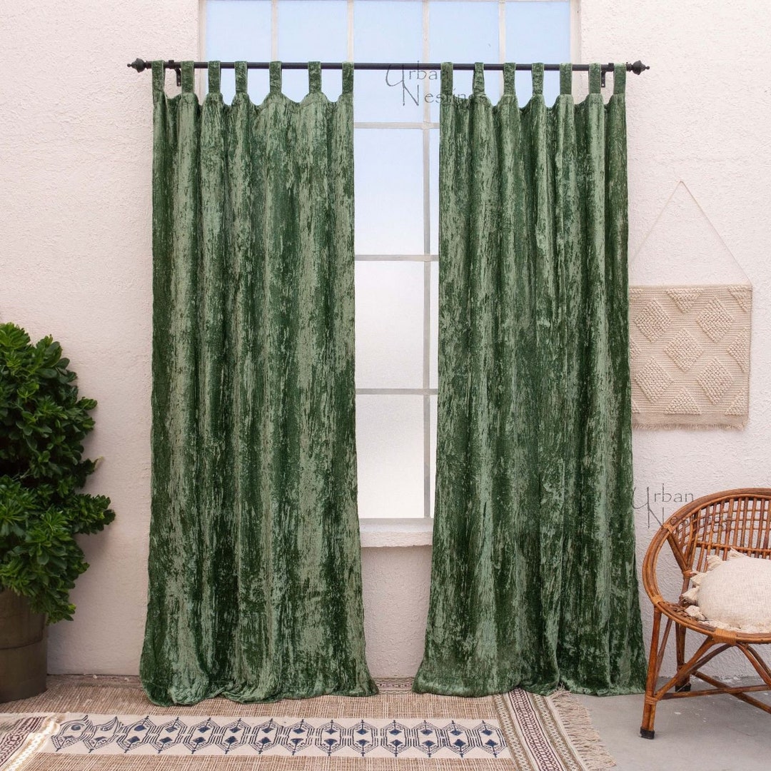 Sage Green Luxury Velvet Curtain Bohemian Curtains Dining Curtain