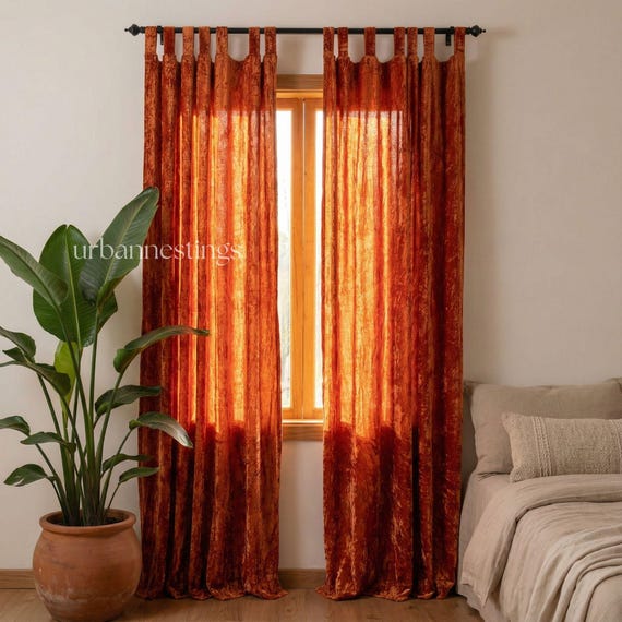 Terrakotta Samt Vorhang Esszimmervorhang Luxus Wohnzimmer Vorhänge Boho Vorhänge Custom Schlafzimmer Vorhänge Single Fenster Panel