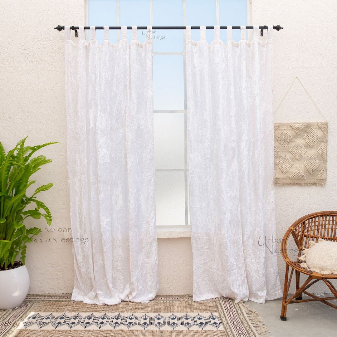 White Bohemian Curtains Velvet Curtain Dining Curtain Luxury Living ...
