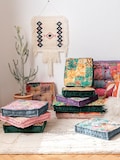 Kantha Floor Cushion throw pillow seat pad Window seat cushion Vintage Patchwork floor pillow sofa Cushion Velvet French Tufted Cushion