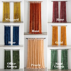Cortina de terciopelo verde oliva, panel individual personalizado para ventana, cortinas para dormitorio, cortinas para sala de estar, cortina de comedor de lujo, cortinas boho. imagen 6
