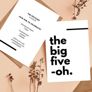 Big Five Oh Birthday Invitation | DIY Editable 50th Birthday Invitation | Edit Yourself Video or Printable Birthday Invitation | Bold Invite