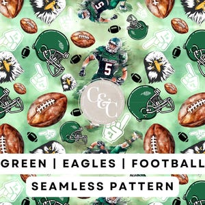 Green American Football Seamless Pattern - Philadelphia Eagles Inspired Football PNG - Digital Download
