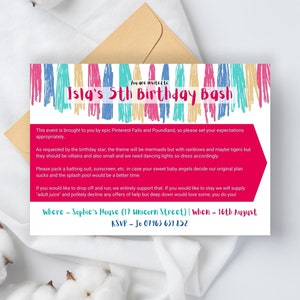 Hilarious Birthday Invitation | The Real Expectations of Children&#39;s Birthday Parties | Funny and Relatable Birthday Party Invitation Any Age