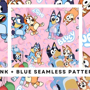 Blaues nahtloses Muster auf rosa Hintergrund - digitaler Download
