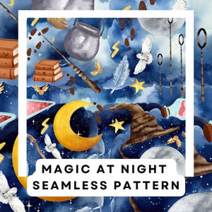 Magic Night Seamless Pattern - Digital Download