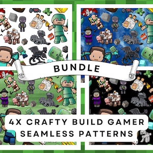 Crafty Gamer - Paquete de patrones - Patrón sin costuras de jugador - Descarga digital