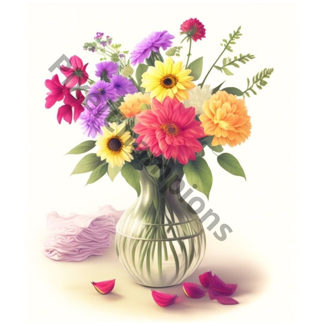 Classic Vase With Flowers Clipart 21 High Quality Pngs Etsy