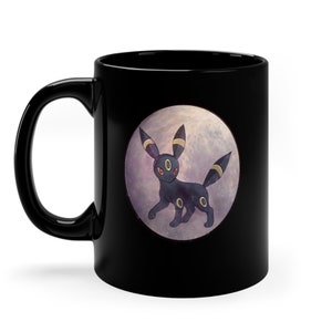 Umbreon Inspired Full Moon Black Ceramic Mug 11oz
