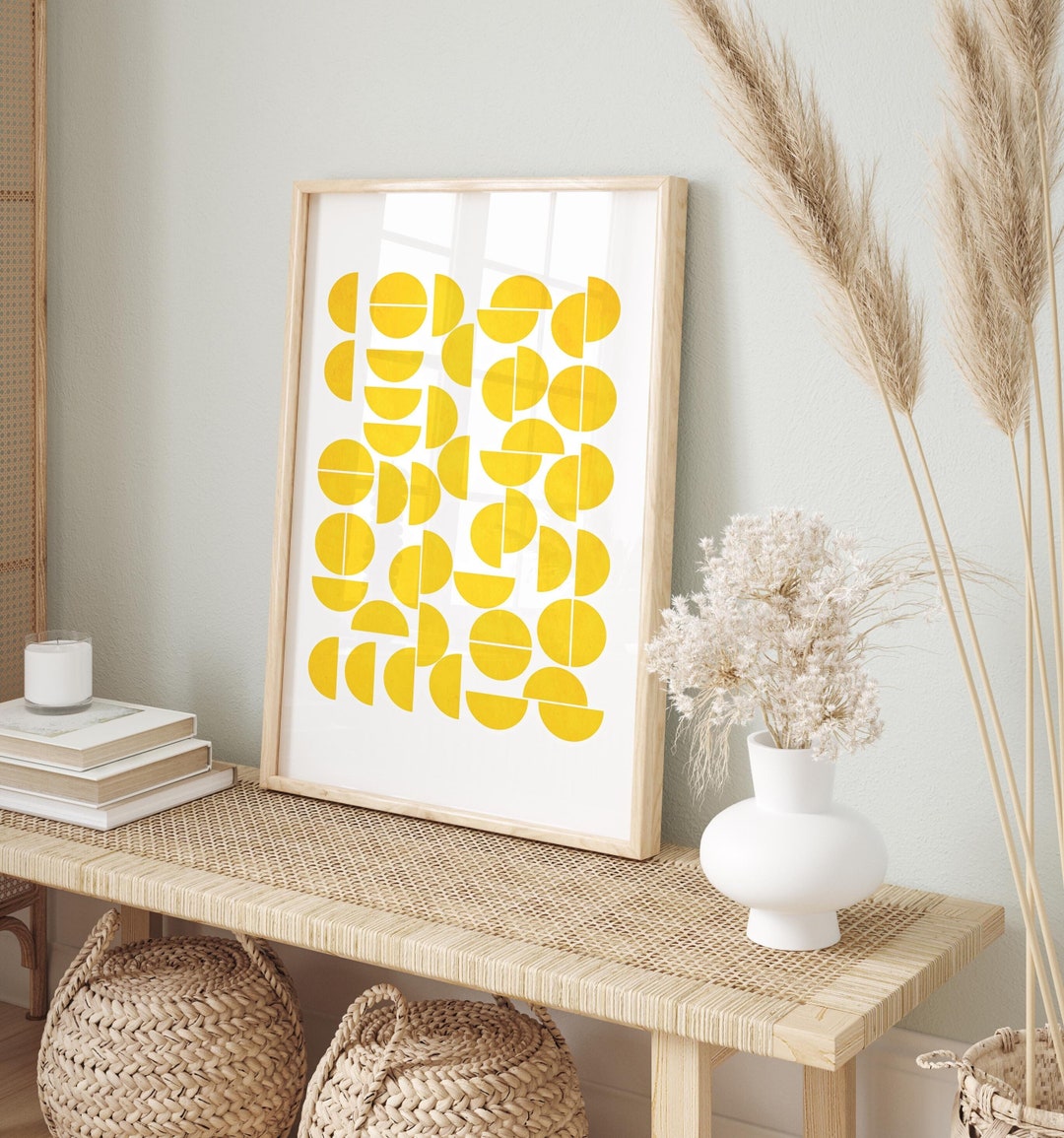 Yellow Abstract Art Mid Century Poster Bauhaus Art Print Geometric ...