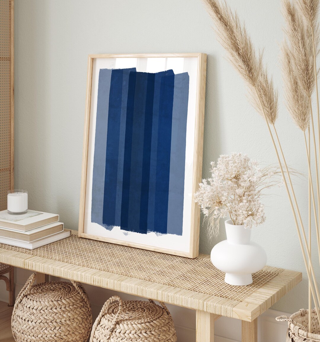 Boho Blue Brush Stroke Digital Art Etsy