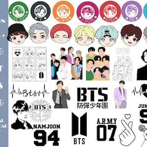 BTS svg bundle, Bts png, KPop svg files for cricut, bt21 svg, t-shirt design, bts clipart, stray kids svg, Instant download, digital Files