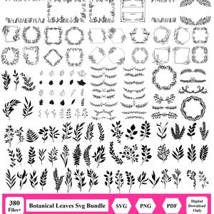 Botanische Blätter und Zweige SVG Bundle, Botanische Clipart, Ast Png, Handgezeichneter Vektor, Schnittdateien für Cricut, Silhouette, Clipart, svg