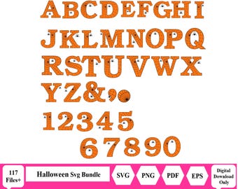 Halloween Alphabet BUNDLE Halloween Font Spooky Alphabet, Halloween Day Doodle Spooky Letters Halloween Doodle Alpha Font 12 Clipart