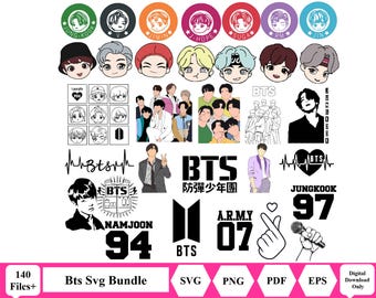 BTS svg bundle, Bts png, KPop svg files for cricut, bt21 svg, t-shirt design, bts clipart, stray kids svg, Instant download, digital Files