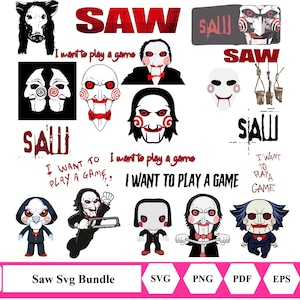 Paquete de diseños de sublimación de camisetas de terror, película de terror, capas, archivos para Cricut, archivos de corte, silueta, camiseta de terror svg, película saw svg