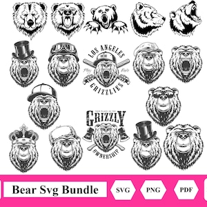 Angry bear svg - pdf - png  - bear head - bear silhouette - commercial use - grizzly bear - hunting - clip art -  bear tattoo svg files