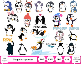 SVG-bundel pinguïn, pinguïn svg, pinguïn clipart, pinguïn silhouet, pinguïn vector, pinguïn gesneden bestand, pinguïn cricut, svg-bestanden voor cricut