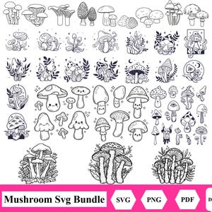 Mushroom Svg Bundle, Floral Mushroom Clipart, Magic Mushroom Svg, Boho Svg, Magic Svg, Mystic Mushroom Png, Silhouette, Svg Cut File