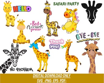 Giraffe Clipart Giraffe PNG Digital Download - Etsy