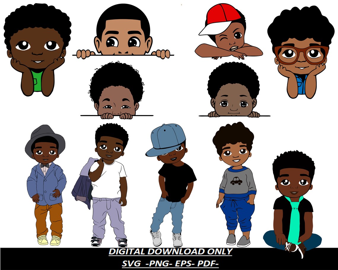 Cute Black African American Kids Svg Pdf, Eps Png, Peek a Boo Svg ...