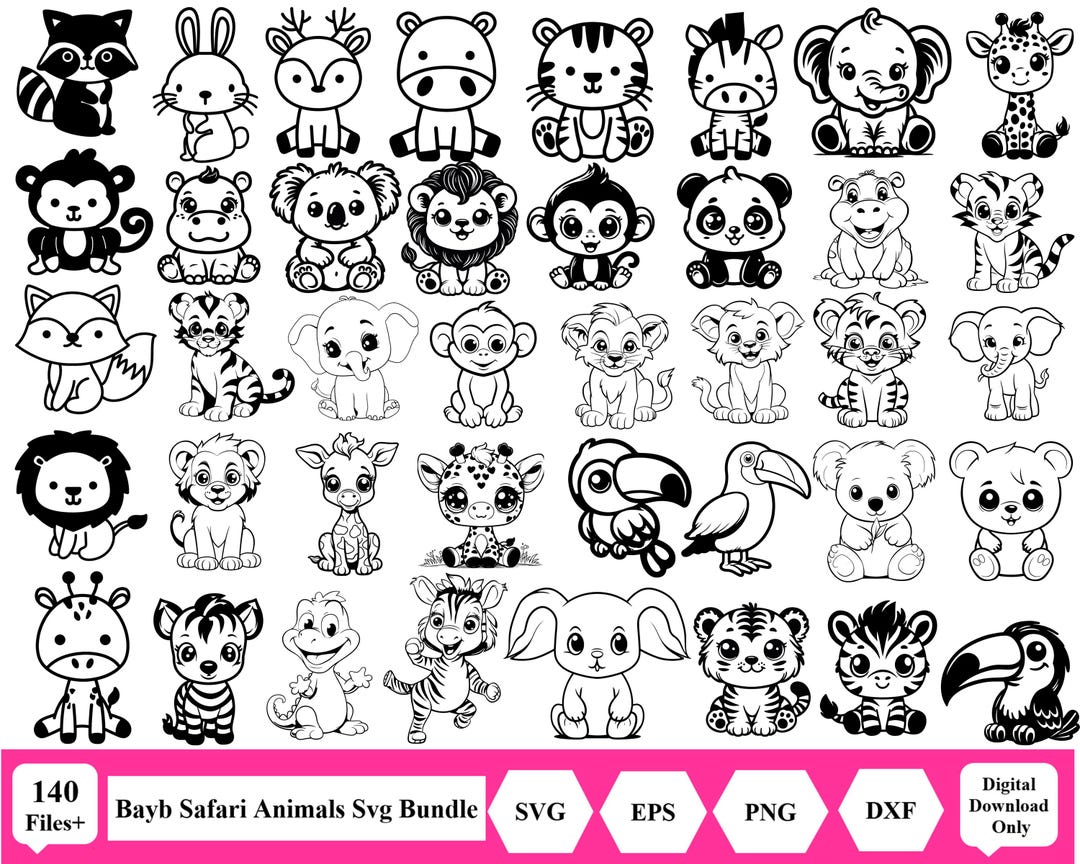 Baby Animals Svg Bundle, Cute Animal Svg, Woodland Animals Svg, Safari ...