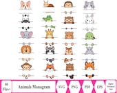 Woodland animal name frame SVG cut file Cricut Silhouette Split monogram Student name tag School Classroom label Kids Baby Teacher Fall
