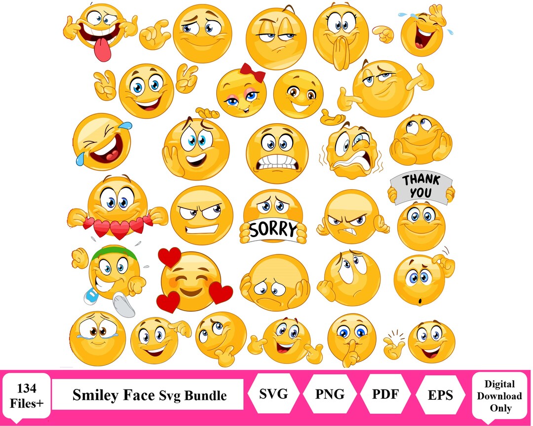 Smiley Face SVG Bundle, Smiley Face SVG, Smile SVG, Trippy Svg, Svg ...