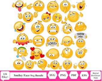 Smiley Face SVG Bundle, smiley face SVG, smile SVG, trippy svg, svg bundle, files for cricut, png files, cut files,happy face svg, emoji svg