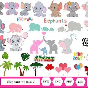 Baby Elephant SVG Cute Elephant Girl cut file Elephant Outline Baby Shower Girl Shirt Bodysuit Kawaii Animal Silhouette t-shirt design