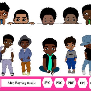 Cute black African American kids Svg Pdf, Eps Png, Peek a boo svg bundle African american svg cricut Afro Boy svg Melanin svg Peeking